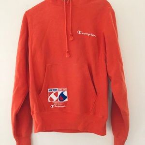 Champion Orange Fleece Hoodie, XS men size